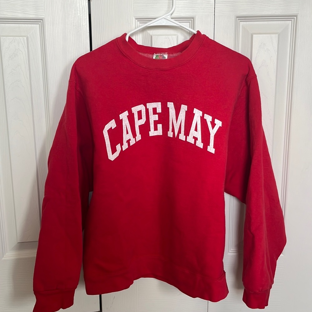 Red CapeMay sweatshirt.